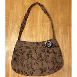 Brown Wool Embroidered Purse Retro Brooch Shoulder‎ Bag Hippie Boho